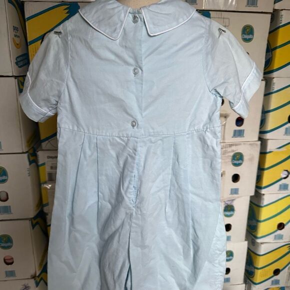 Strasburg Light Blue Baby Romper with Peter Pan Collar - Picture 4 of 4
